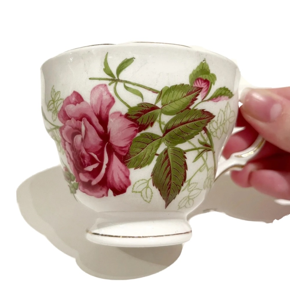 Vintage Royal Vale Bone China Tea Cup England Pink Rose Flower Floral Ceramic